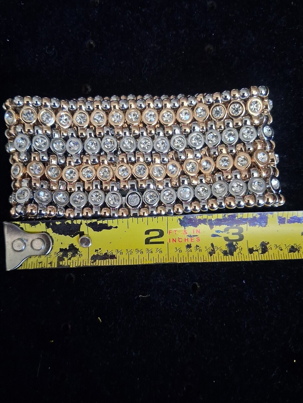 White House Black Market Gold-Tone And Silvertone Crystal Stretch Bracelet - Picture 13 of 16